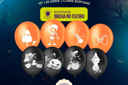 Lançamento dos balões estampados Halloween