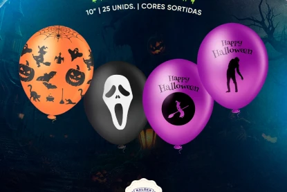 Lançamento dos balões estampados Halloween